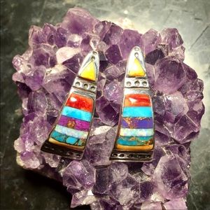 💥SALE! 🌷NWT sterling multigem inlay earrings
